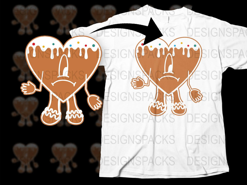 Funny Gingerbread Heartbreak T-Shirt, Cute Melting Cookie Graphic Tee, Unisex Love Humor Shirt