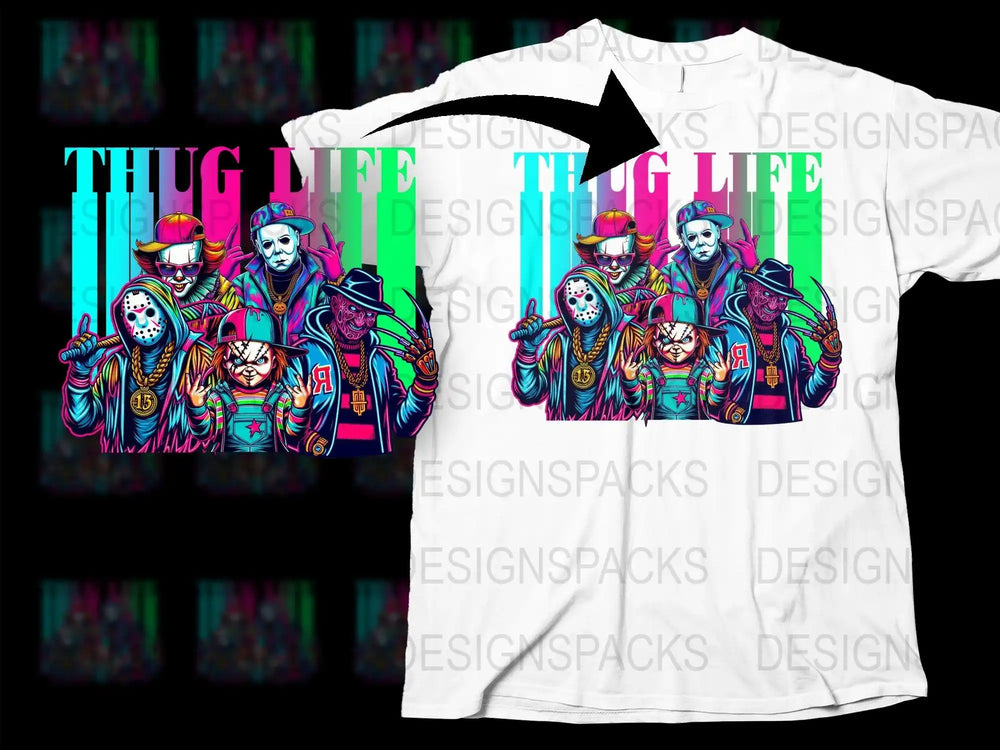 Thug Life Colorful Graphic T-Shirt, Urban Streetwear, Hip Hop Fashion, Men's Women's All Sizes Available