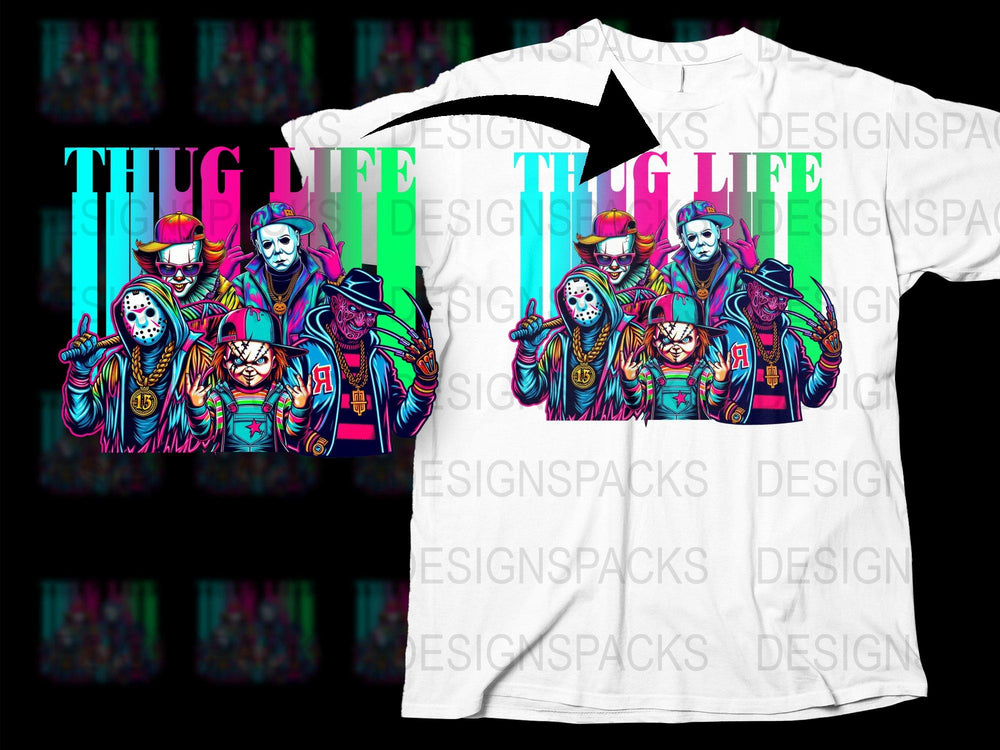 Thug Life Colorful Graphic T-Shirt, Urban Streetwear, Hip Hop Fashion, Men's Women's All Sizes Available