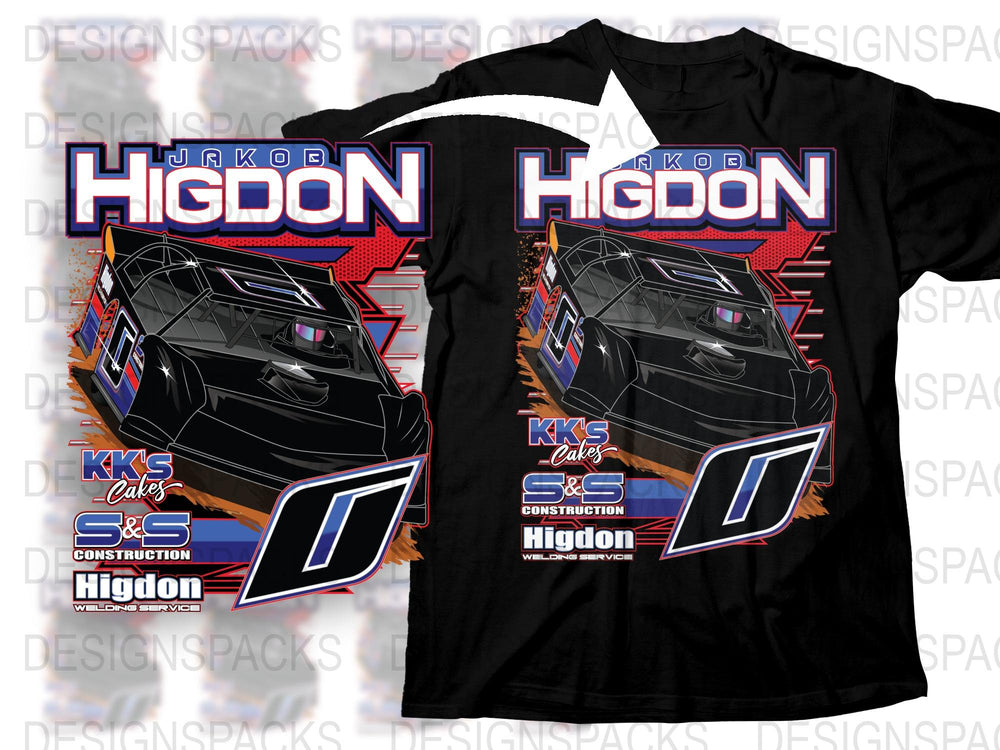 Black Racing T-Shirt with Car Graphic, Bold Red and Blue Design, Motorsport Apparel, Unisex Car Enthusiast Tee