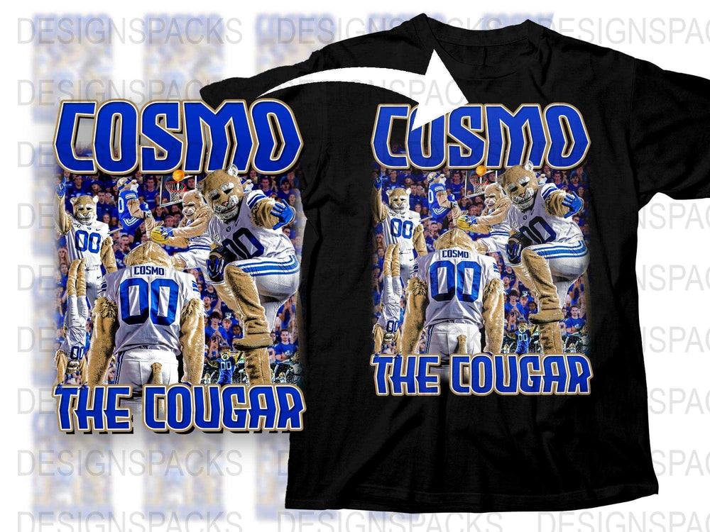 Cosmo the Cougar T-Shirt, BYU Mascot Sports Fan Gear, College Football Graphic Tee, Unique Athletic Apparel