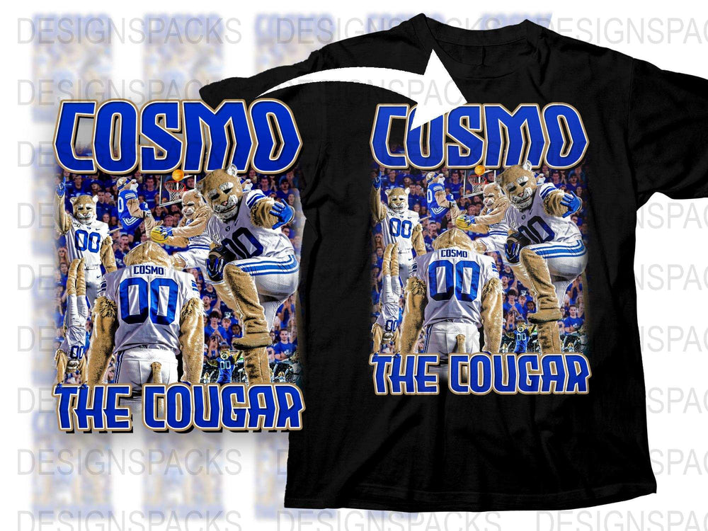 Cosmo the Cougar T-Shirt, BYU Mascot Sports Fan Gear, College Football Graphic Tee, Unique Athletic Apparel