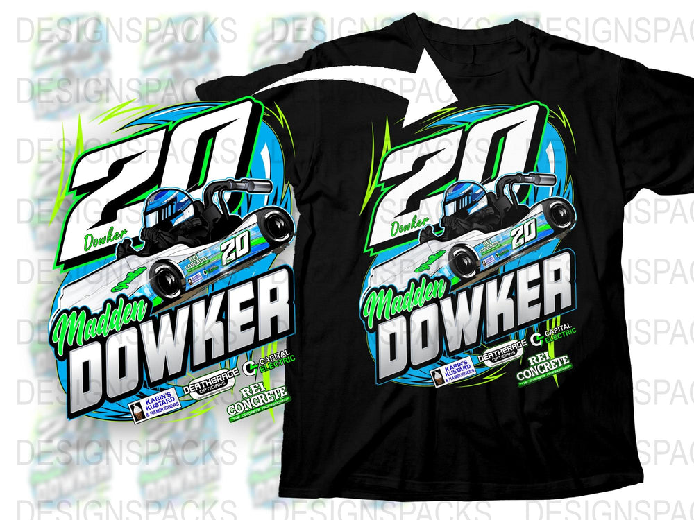 Racing Car T-Shirt - Madden Dowker Graphic Tee, Custom Number 20, Men's and Women's Sizes Available