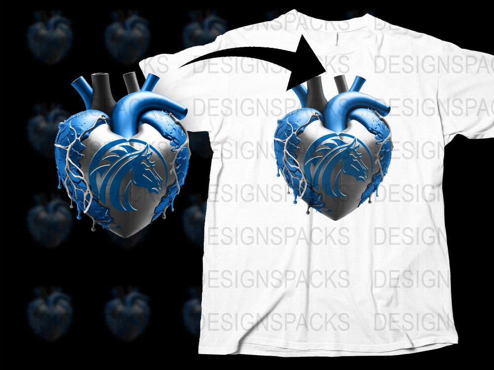 Men's Graphic T-Shirt Unique 3D Heart Design, Anatomical Heart Tee, Cool Medical Science Shirt, Artistic Apparel