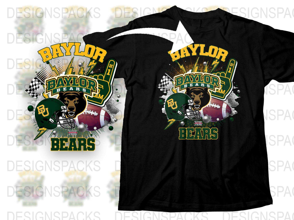Baylor Bears T-Shirt, Vintage College Football Graphic Tee, Sports Fan Apparel, Unisex Black Shirt