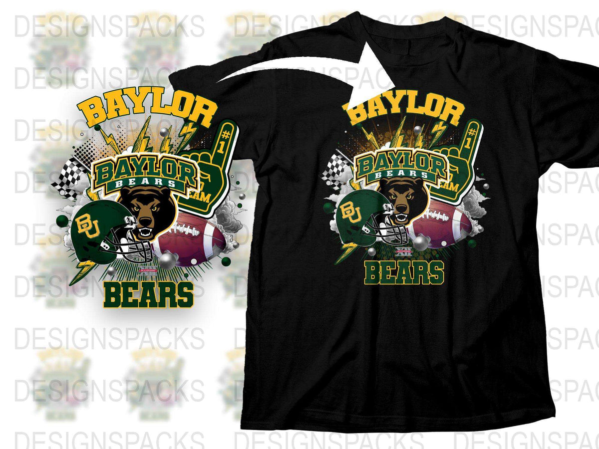 Baylor Bears T-Shirt, Vintage College Football Graphic Tee, Sports Fan Apparel, Unisex Black Shirt