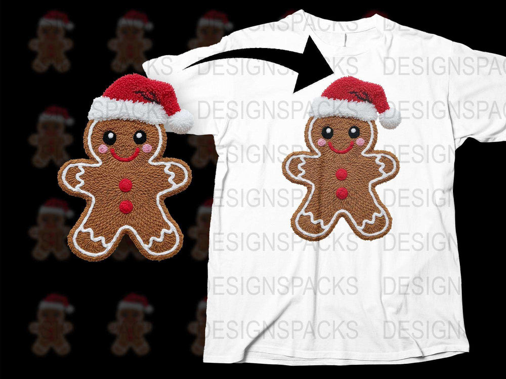 Christmas Gingerbread Man T-Shirt with Santa Hat, Holiday Festive Apparel, Cute Winter Fashion Gift