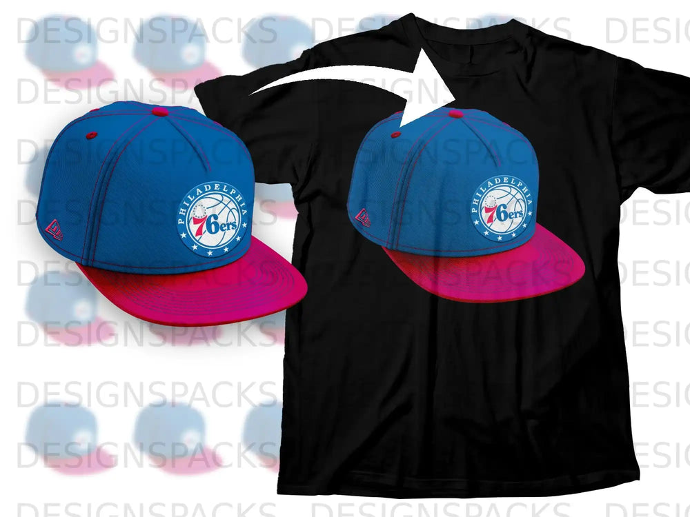 Philadelphia 76ers Cap and T-Shirt Combo Design Set