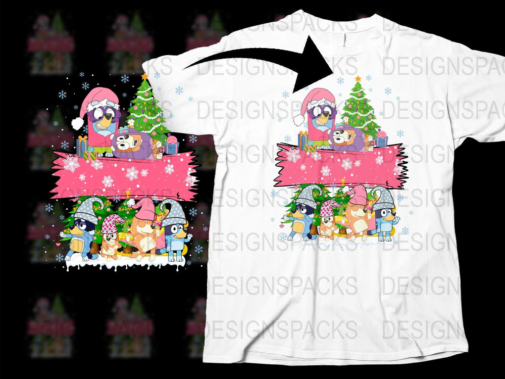 Cute Christmas T-Shirt with Cartoon Animals, Festive Kids Holiday Tee, Colorful Xmas Apparel for Family