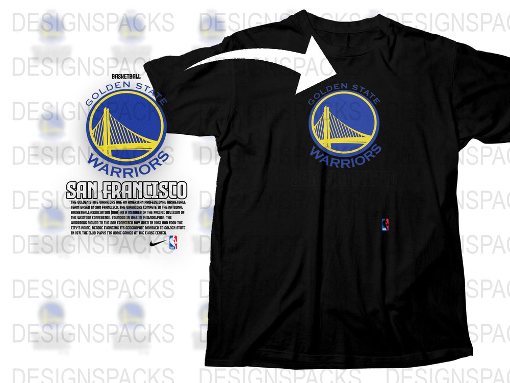 Golden State Warriors NBA Team Logo Black T-Shirt, Casual Sports Apparel, Basketball Fan Gear