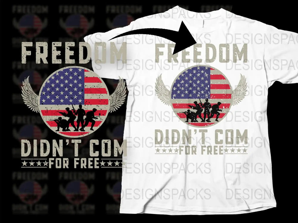 Patriotic T-Shirt American Flag Freedom Graphic Tee Veteran Memorial Day Apparel