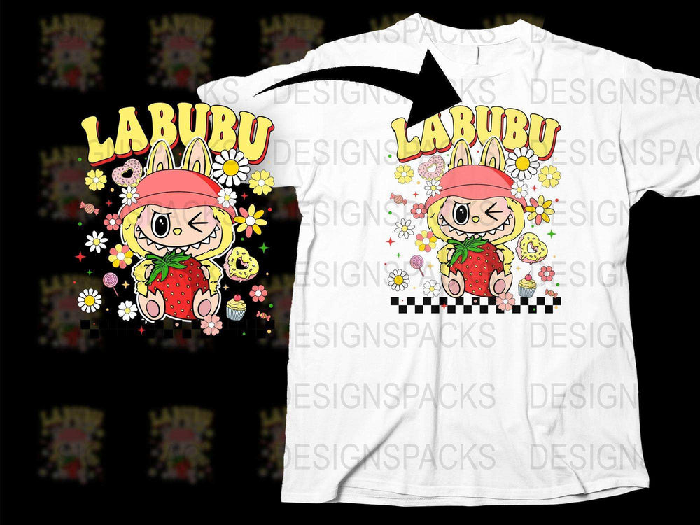 Cute LABUBU Monster Graphic T-Shirt, Kawaii Anime Style Tee, Colorful Cartoon Character Design, Unisex Fashion Top