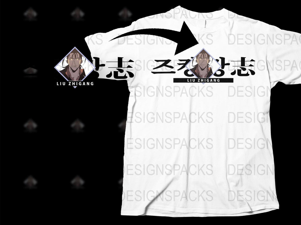 Anime Style Graphic T-Shirt, Modern Aesthetic Design, Liu Zhigang Art Inspired, Unique Men's Fashion, Casual White Tee