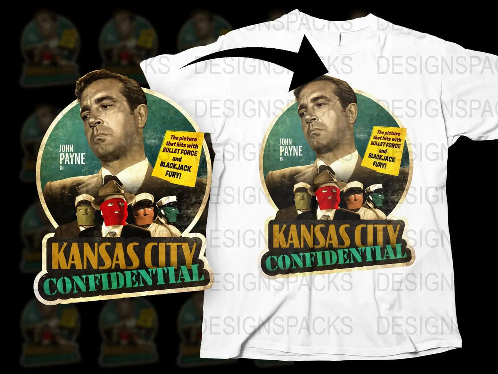 Vintage Kansas City Confidential T-Shirt, Retro Movie Poster Graphic Tee, John Payne, Classic Film Apparel