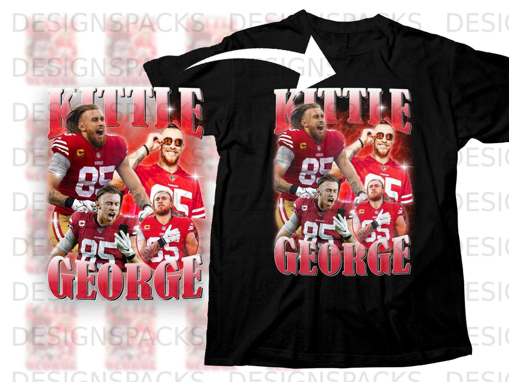 T-shirt with George Kittle and other 49ers players in action.