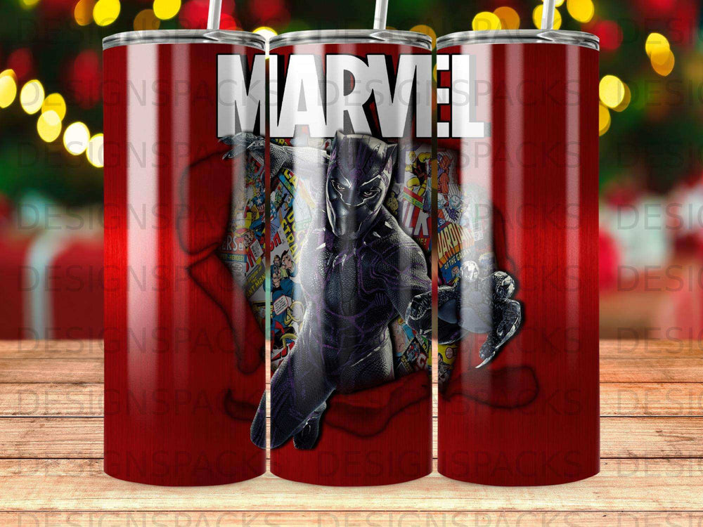Marvel comic art featuring Black Panther on a textured cylindrical object.