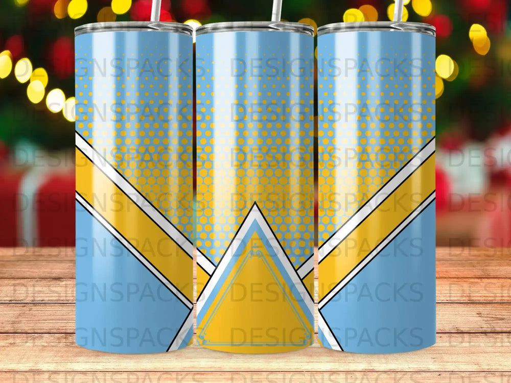 Yellow Blue Polka Dot Geometric Triangle Pattern Tumbler product type