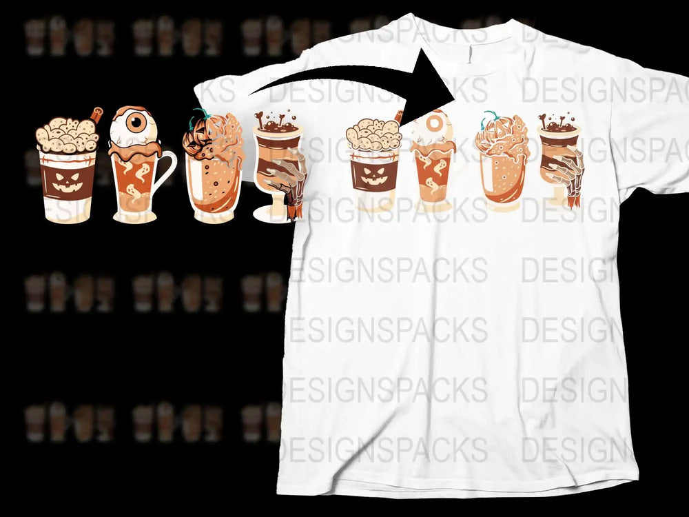 Cute Coffee Cups T-Shirt, Funny Coffee Lovers Tee, Graphic Print Unisex Shirt, Gift for Baristas and Coffee Fans