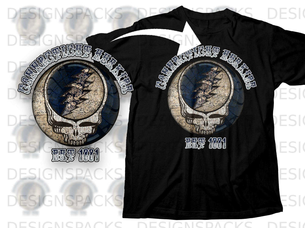Connecticut Huskies Grateful Skull Black Shirt