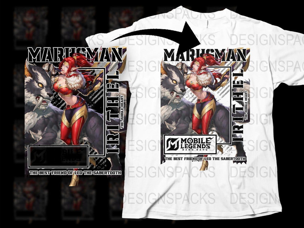 Mobile Legends Marksman T-Shirt, Anime Style Graphic Tee, Video Game Inspired Shirt, Sabertooth Fighter Design, Unisex Apparel