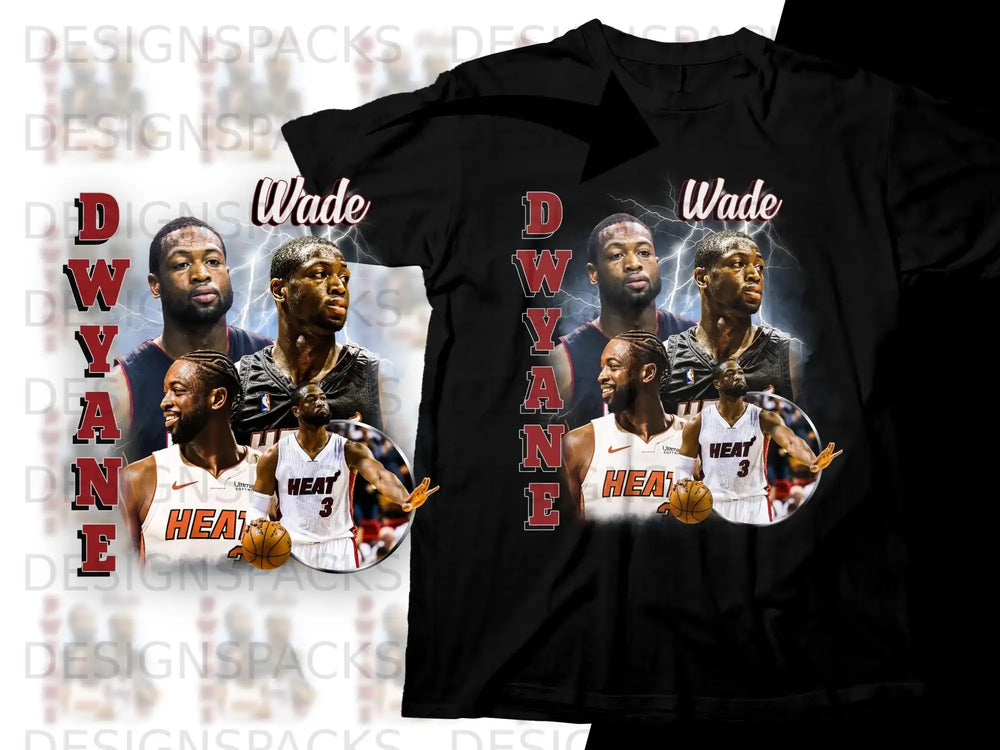 Dwyane Wade Miami Heat basketball t-shirt with lightning accents.