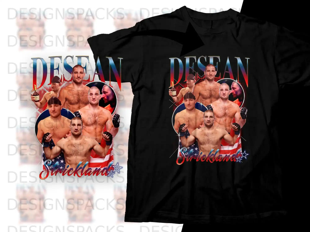 T-shirt featuring a collage of mixed martial artists and the text "DESEAN Strickland".