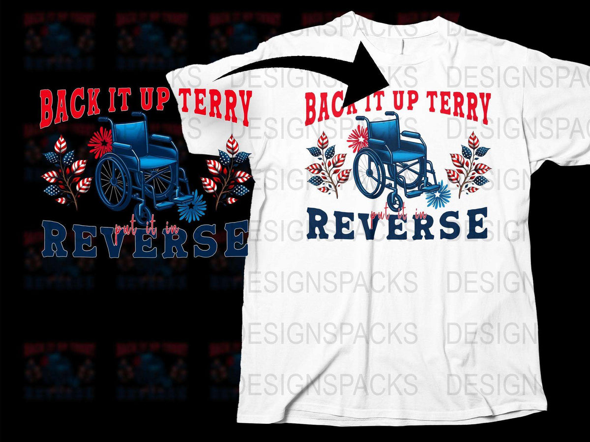 'Back It Up Terry' Graphic T-Shirt, Funny Viral Video Meme Tee, Wheelchair Humor, Unisex Cotton Shirt, Floral Accents, Unique Gift Idea