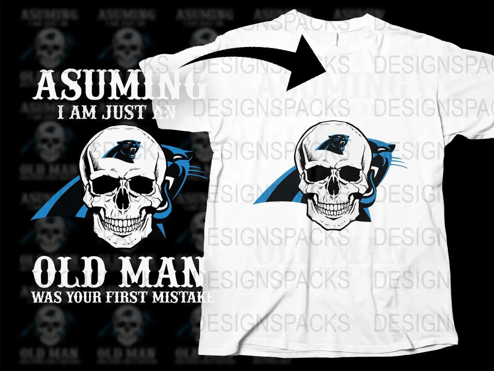 Skull Graphic T-Shirt 'Assuming I Am Just An Old Man' Humorous Tee for Men