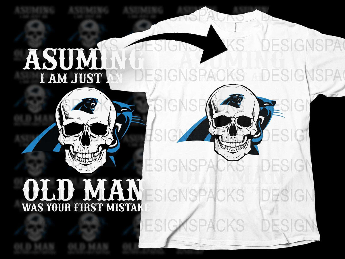 Skull Graphic T-Shirt 'Assuming I Am Just An Old Man' Humorous Tee for Men