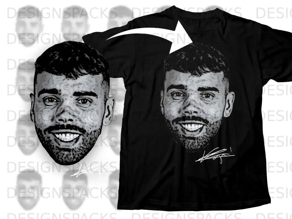 Monochrome Smiling Face Artistic Design T-shirt