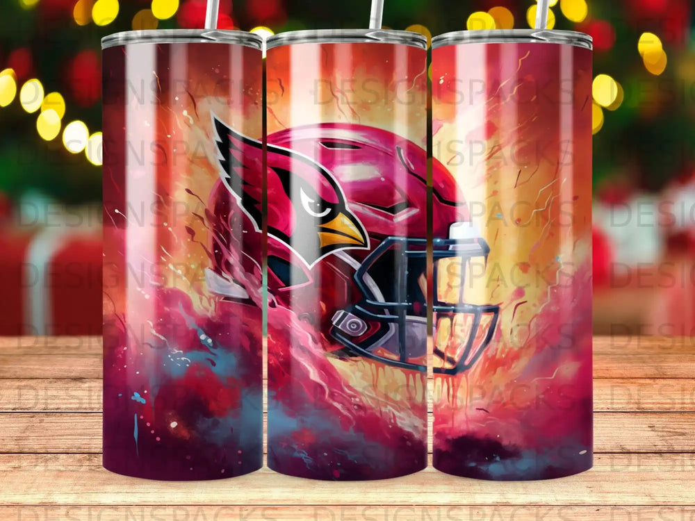 Arizona Cardinals helmet with abstract colorful background.