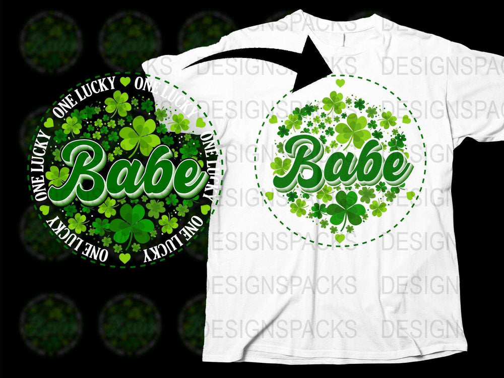 St. Patrick's Day T-Shirt, Lucky Clover Babe Graphic Tee, Unisex White Shirt with Green Leaves, Fun Holiday Apparel