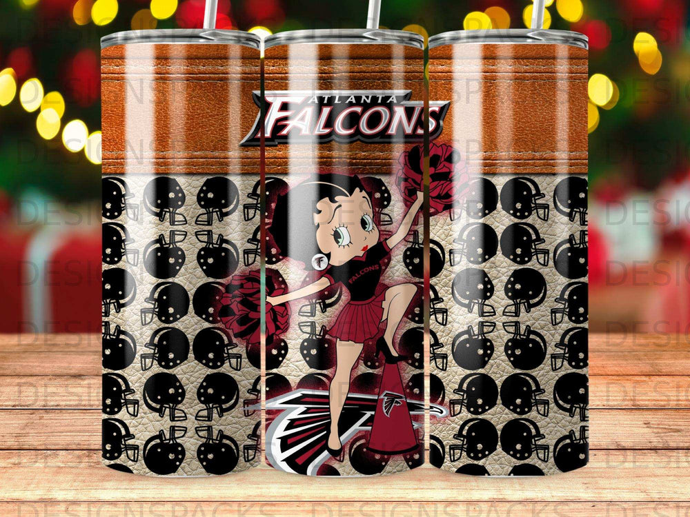Betty Boop wearing Atlanta Falcons uniform, promoting team spirit.