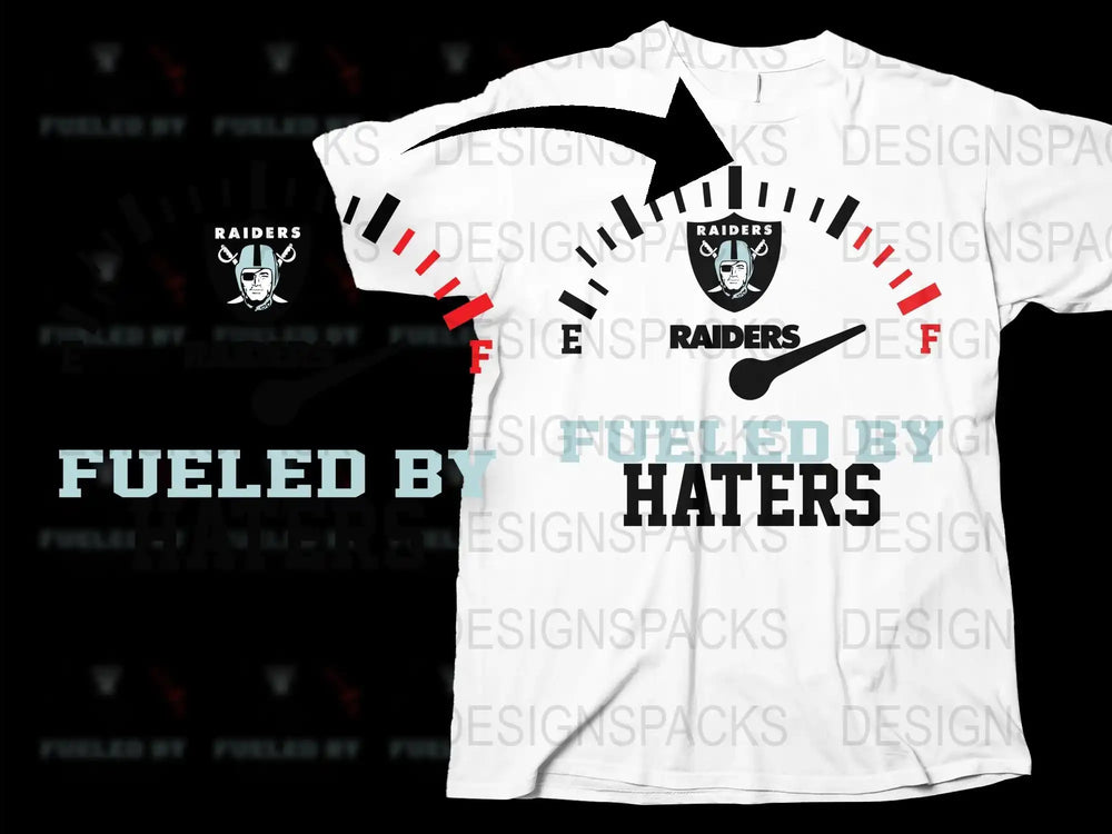 Raiders Football Themed T-Shirt, Fueled by Haters, Trendy Sports Fan Apparel, Graphic Tee