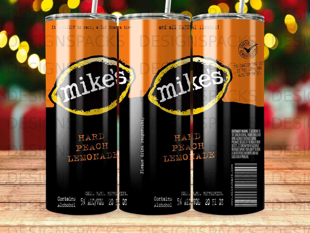 Mike's Hard Peach Lemonade can with label details, 5% ABV, 20 oz.