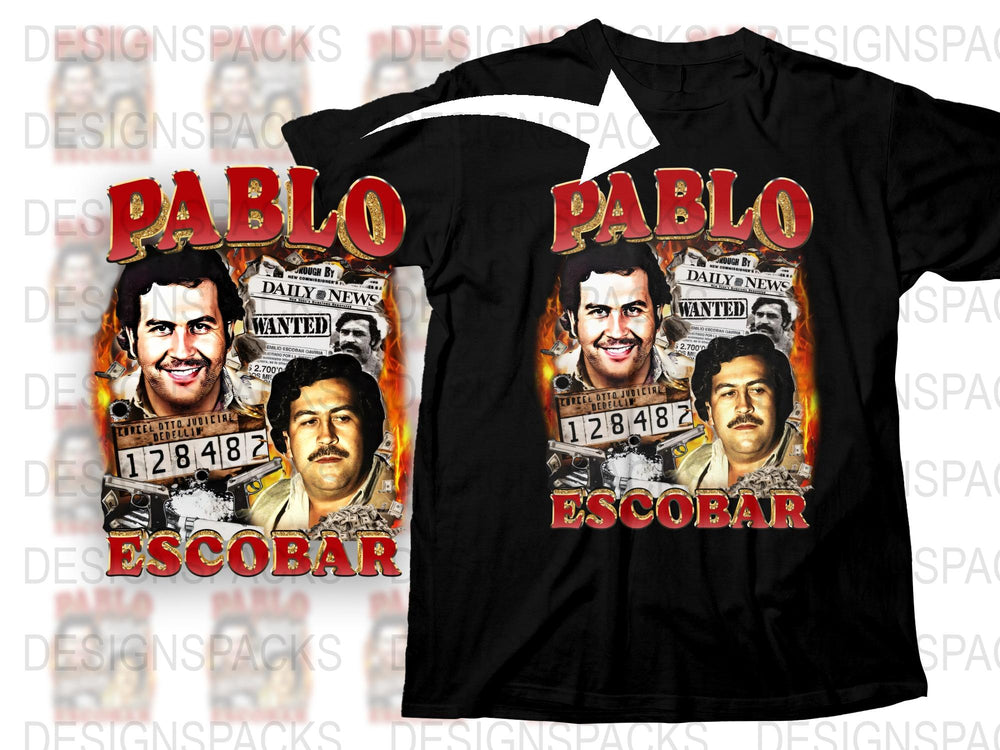 Pablo Escobar T-Shirt Vintage Wanted Poster Graphic Tee Narcos Inspired Merch Cotton Top Unisex Fashion Casual Wear