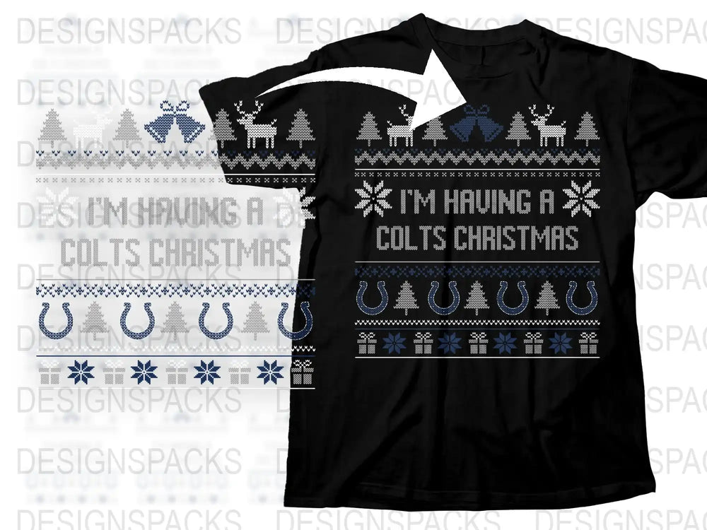 Colts Christmas T-Shirt, Festive Holiday Sports Tee, Ugly Sweater Design, Winter Apparel, Unisex Gift Idea for Fans