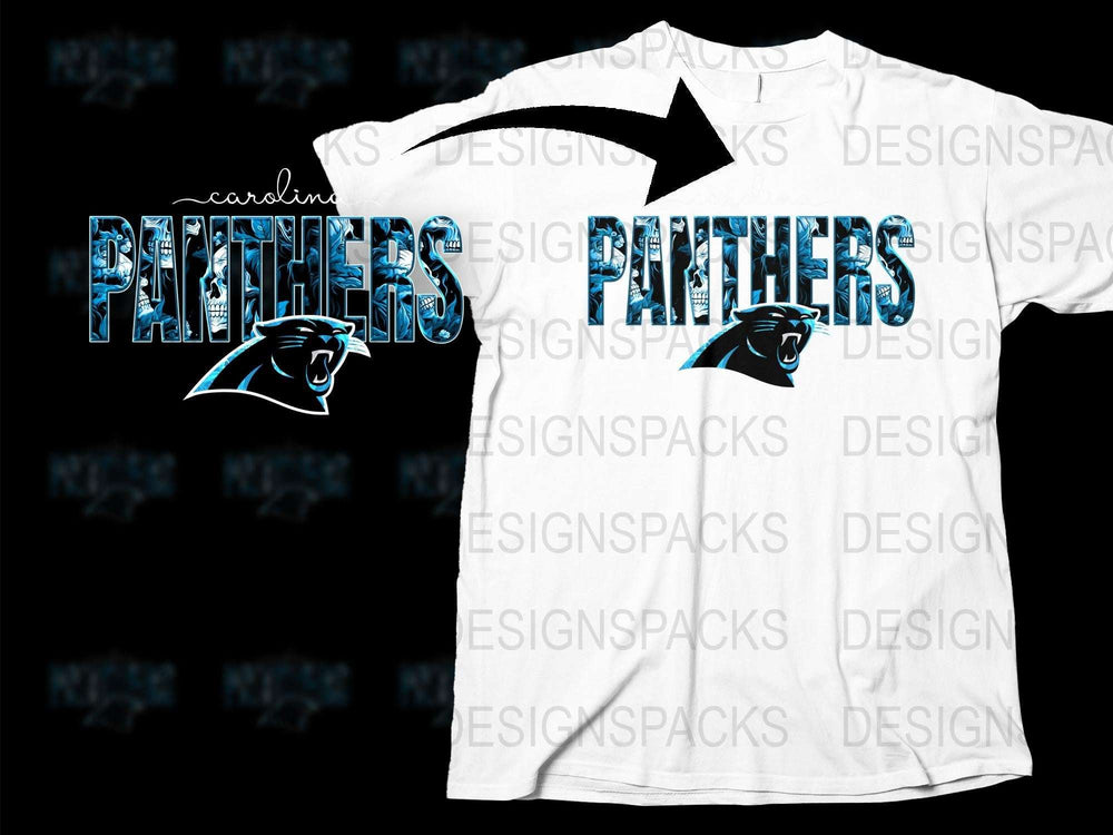 Carolina Panthers T-Shirt, Black and White Graphic Tee, Sports Fan Apparel, Football Team Support Shirt
