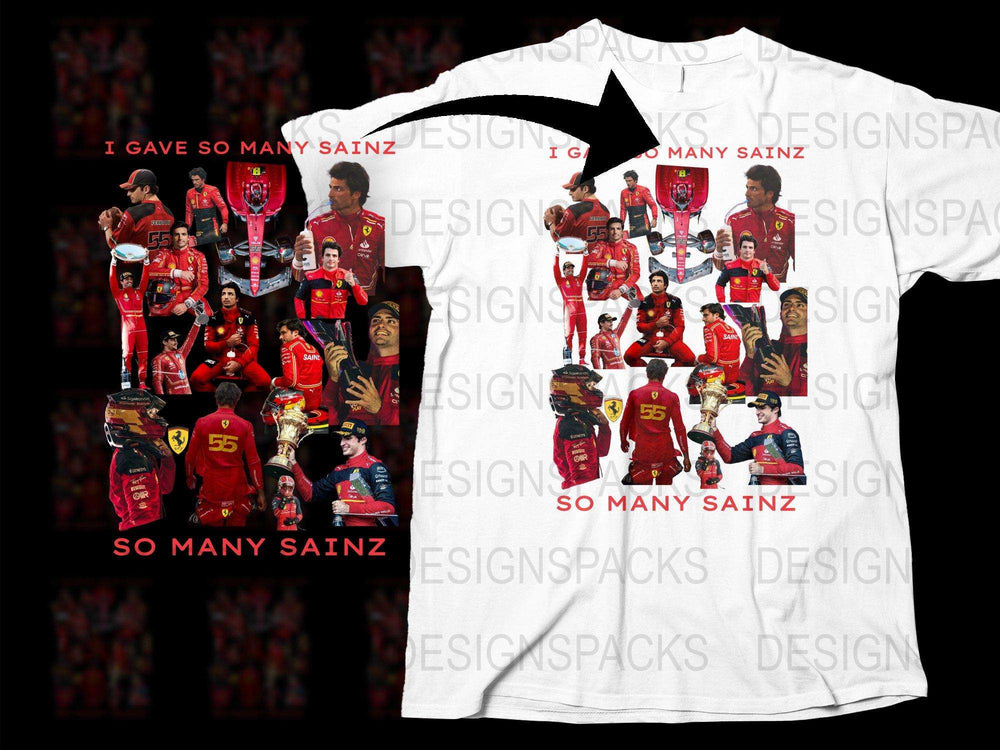 Carlos Sainz Tribute T-Shirt, F1 Racing Memorabilia, Multiple Images, Collector's Item, Unisex White Tee
