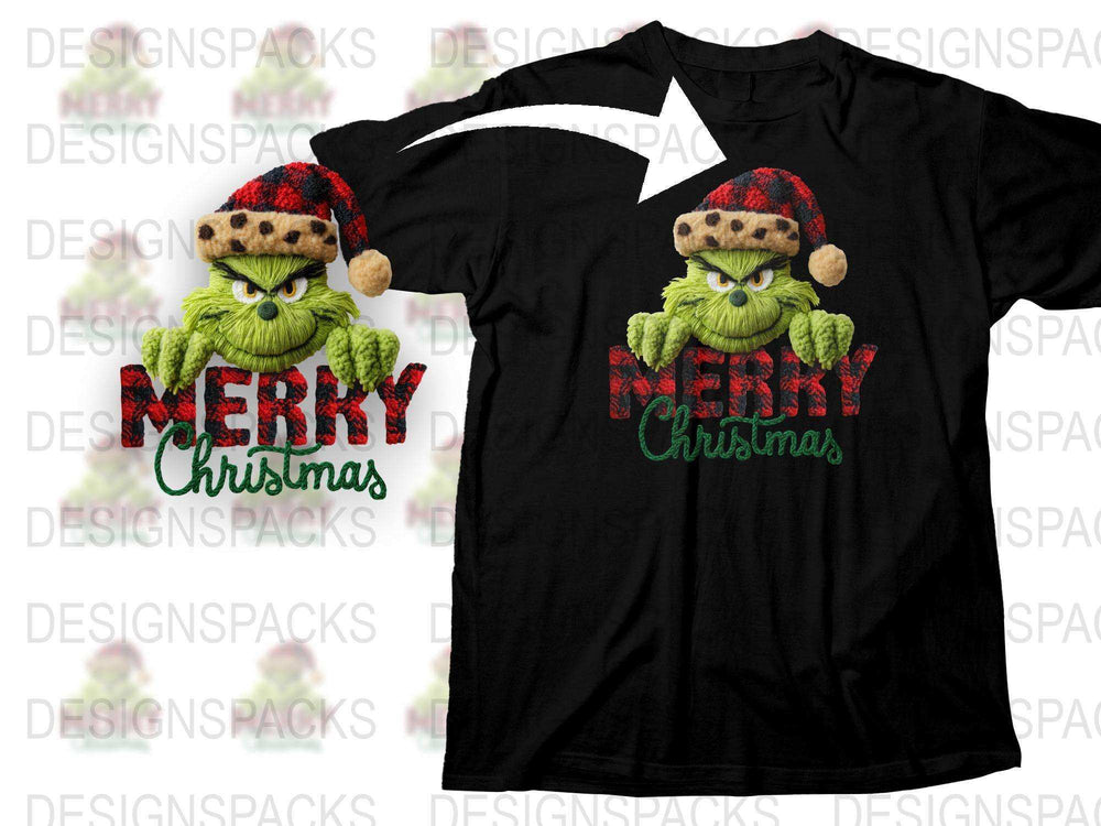 Merry Christmas Grinch T-Shirt, Festive Holiday Tee, Santa Hat Grinch Graphic, Unisex Christmas Shirt