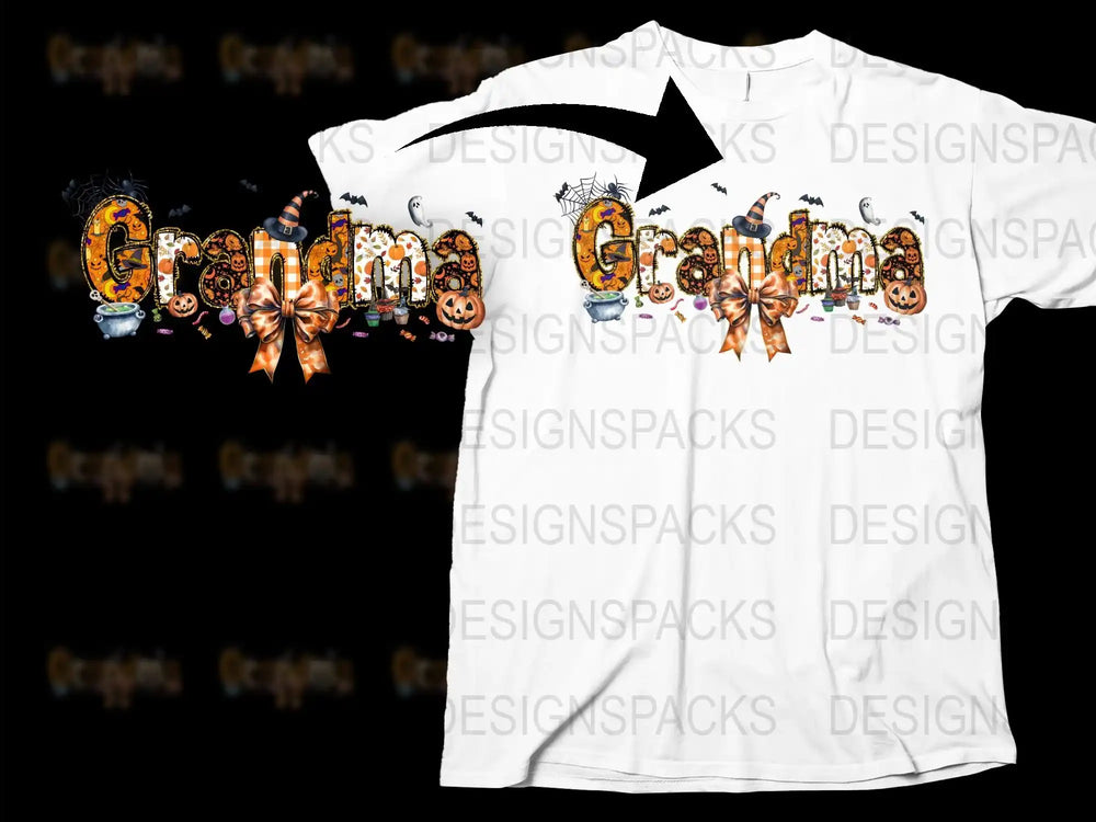 Grandma Halloween T-Shirt, Cute Pumpkin Graphic Tee, Fall Family Gathering Outfit, Spooky Fun Apparel