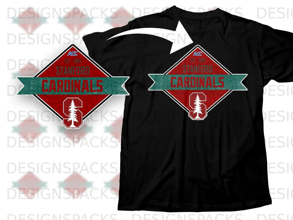 Stanford Cardinals ACC Red and Green Design T-Shirt