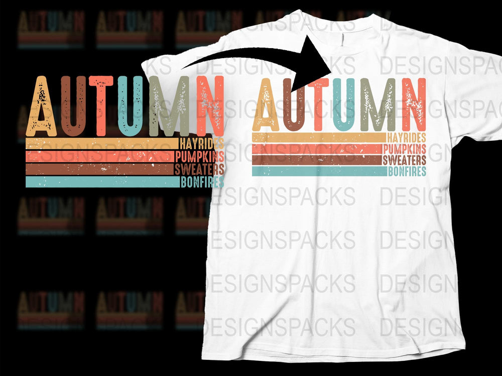 Autumn Inspired Graphic T-Shirt, Seasonal Fall Colors, Pumpkin and Sweater Design, Casual Wear