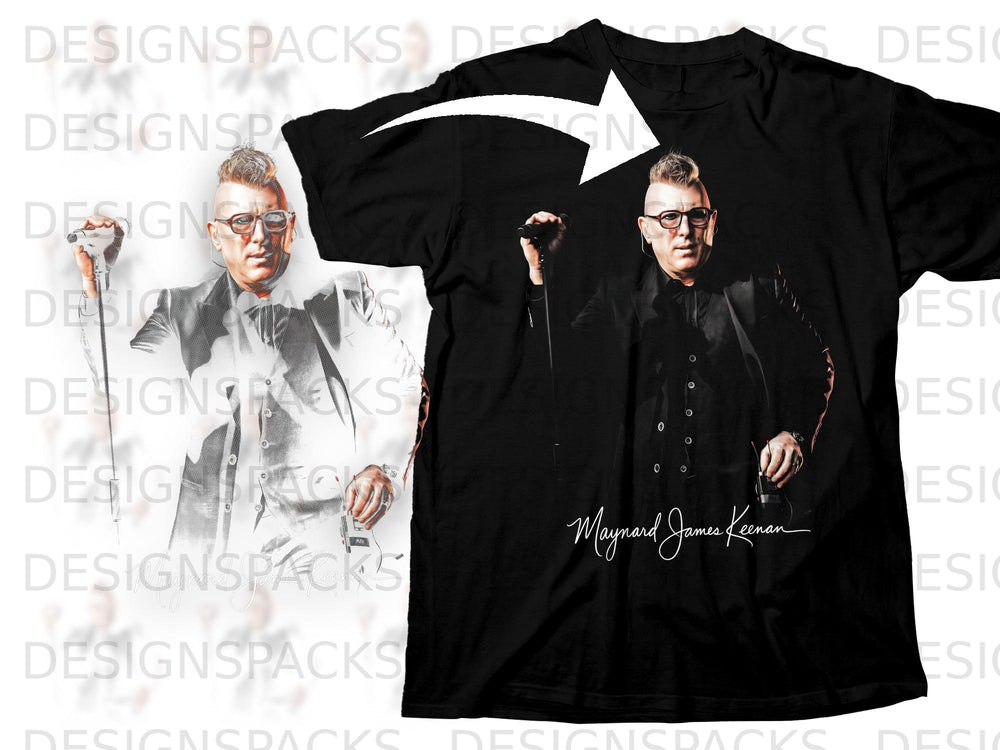 Black t-shirt featuring Maynard James Keenan with signature.