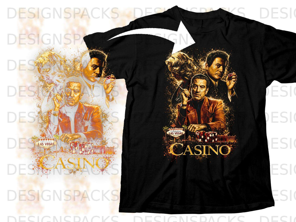 Black t-shirt with Casino movie poster graphic featuring Robert De Niro.