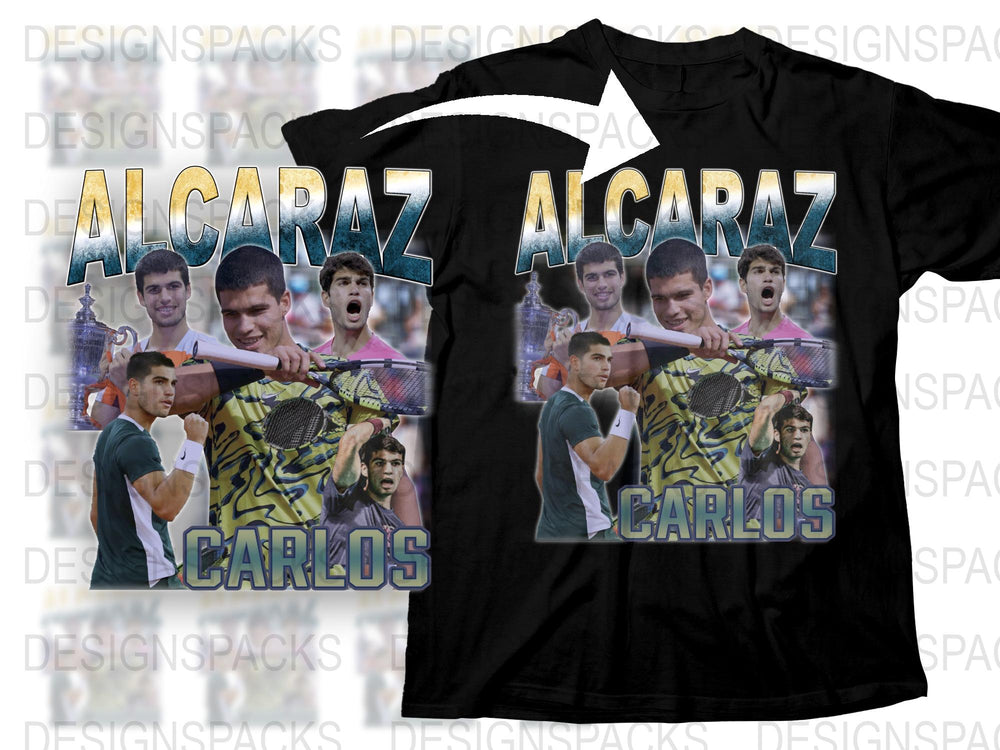 Alcaraz Carlos Tennis Star Graphic T-Shirt, Sports Fan Gift, Athletic Apparel, Casual Wear for Men and Women