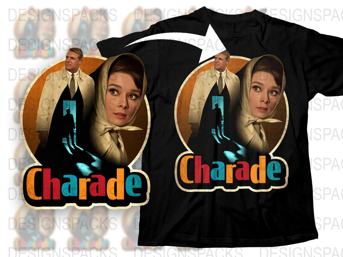 Vintage Charade Movie T-Shirt, Classic Film Graphic Tee, Retro Audrey Hepburn Shirt, Collectible Memorabilia Cotton Top