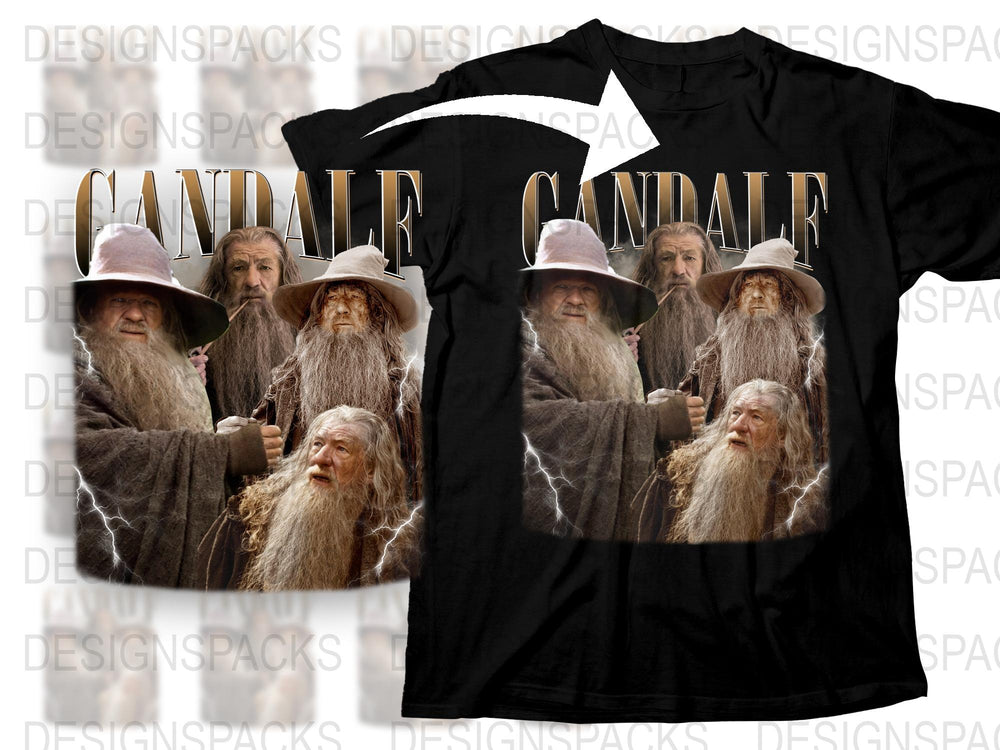 Wizard Graphic T-Shirt, Fantasy Movie Inspired, Men's Black Cotton Tee, Magical Character Print, Gift for Movie Fans