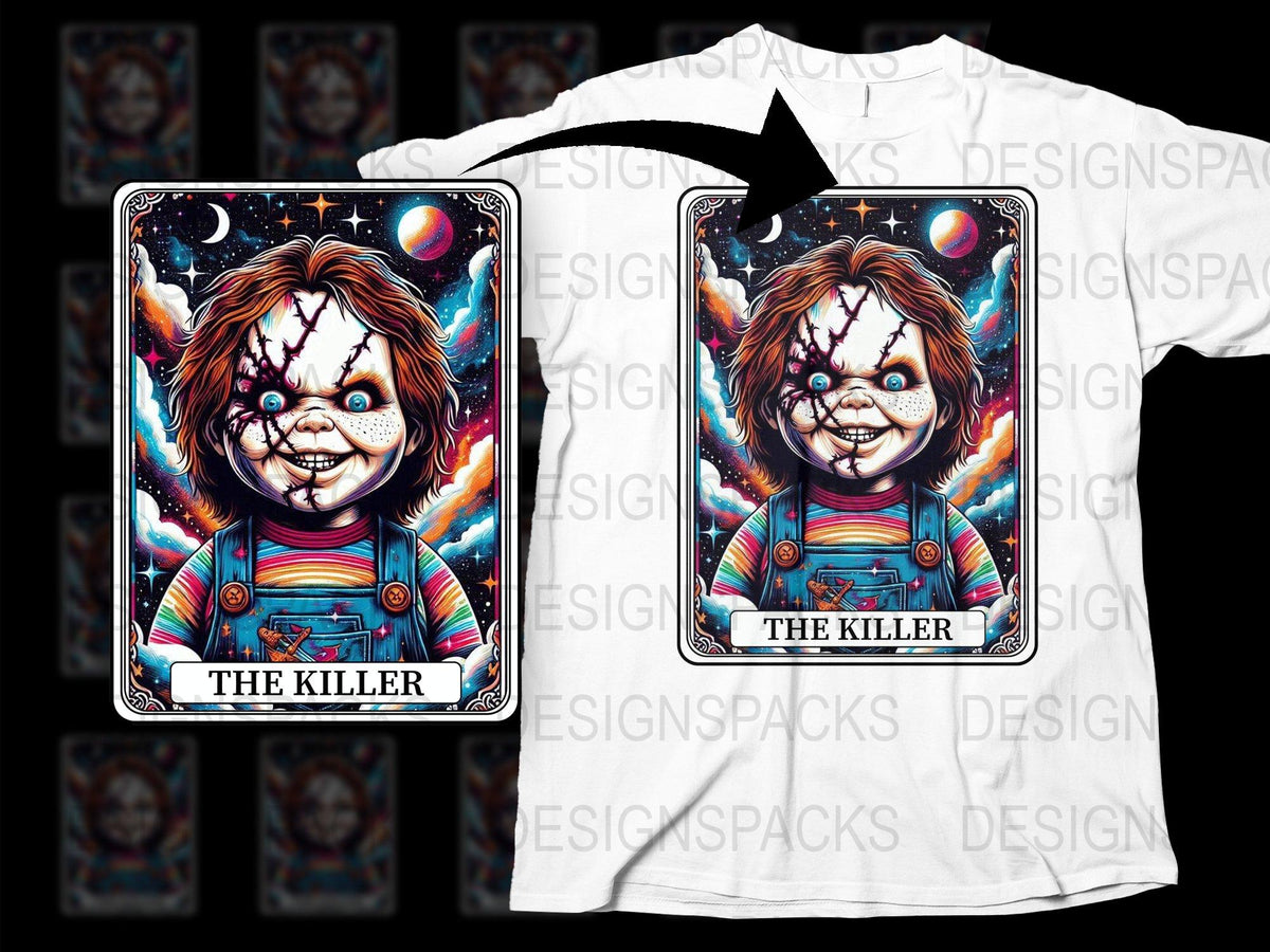 Horror Movie Inspired T-Shirt, Chucky Graphic Tee, Killer Doll Design, Unisex Horror Film Shirt