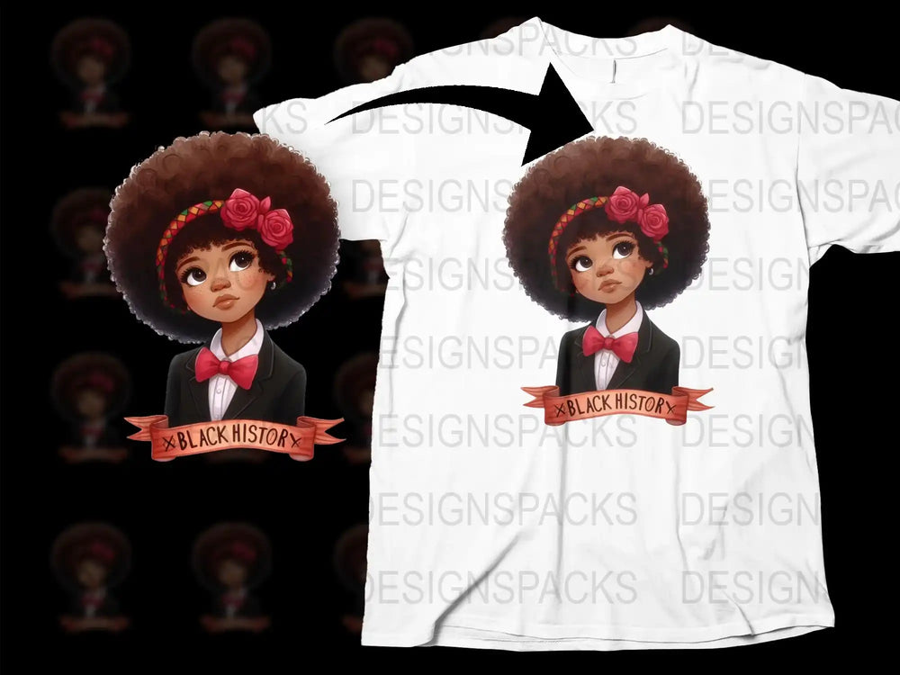 Black History Month T-shirt, Afro Girl with Roses, Cultural Pride Tee, Illustrated Graphic Shirt